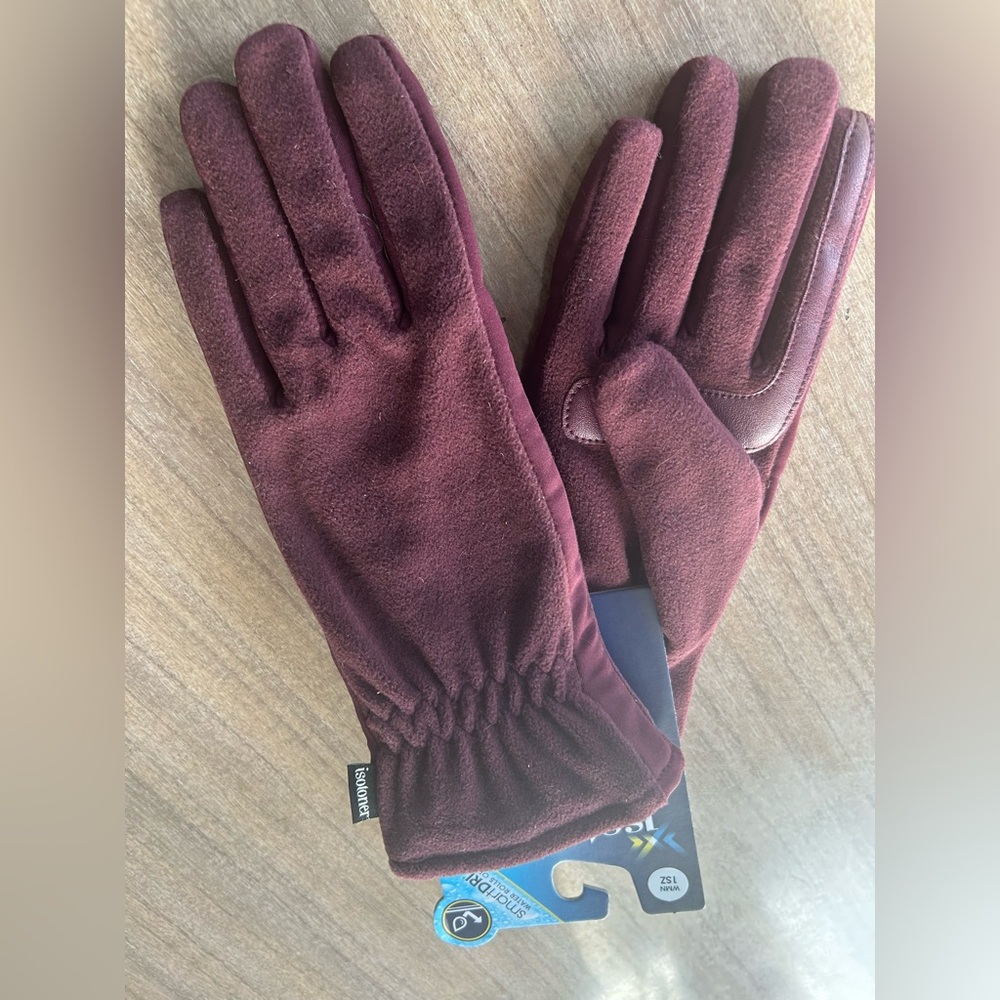 Isotoner Burgundy Fleece Gloves